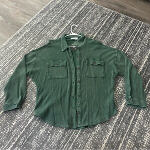 Green Waffle Knit Shacket NWT